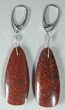 Rich, Red Agatized Dinosaur Gembone Earrings #33830-2